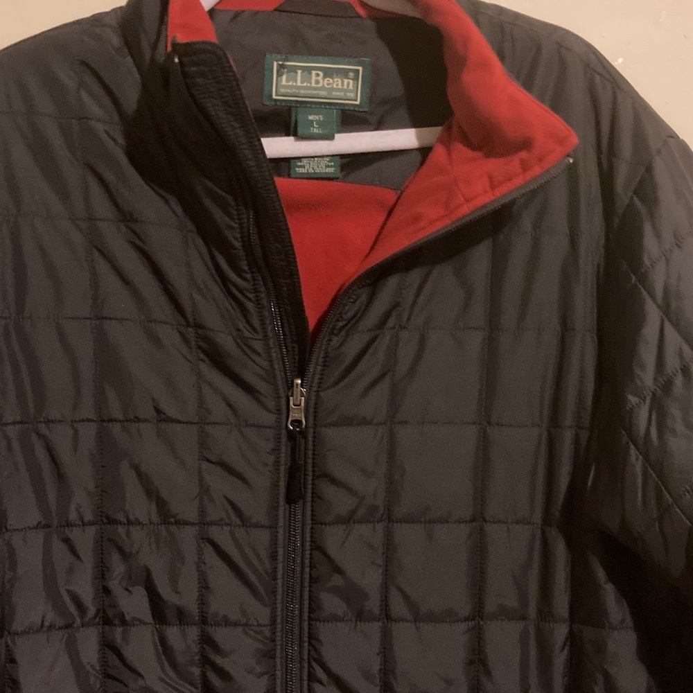 Mens LL bean puffer jacket red line lithium